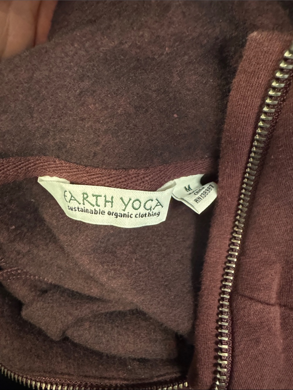NWOT Organic Sustainable Half Zip Long Sleeved Tunic Dress Burgundy Earth Yoga - Picture 5 of 7